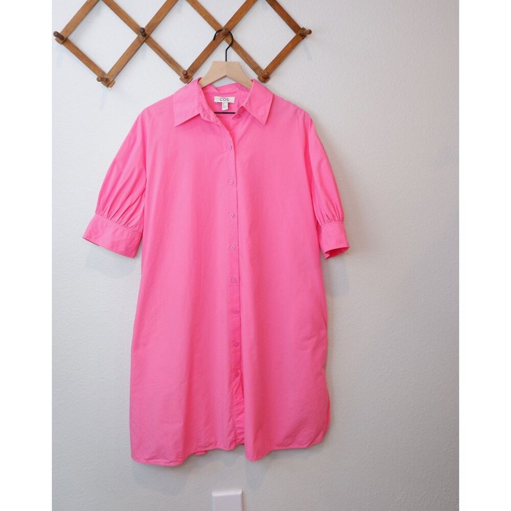 COS Womens Pink Oversized Button Front Shirt Dress, size 8